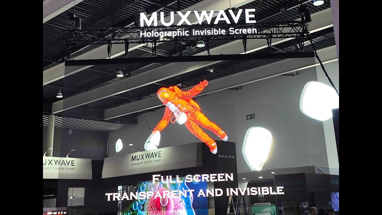 Muxwave Shinning On ISE 2025 Holographic Invisible Transparent Led Screen Frameless 3D Led Display