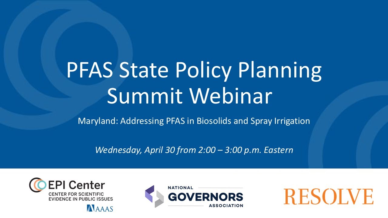 PFAS State Policy Planning Summit - Maryland: Addressing PFAS in Biosolids and Spray Irrigation