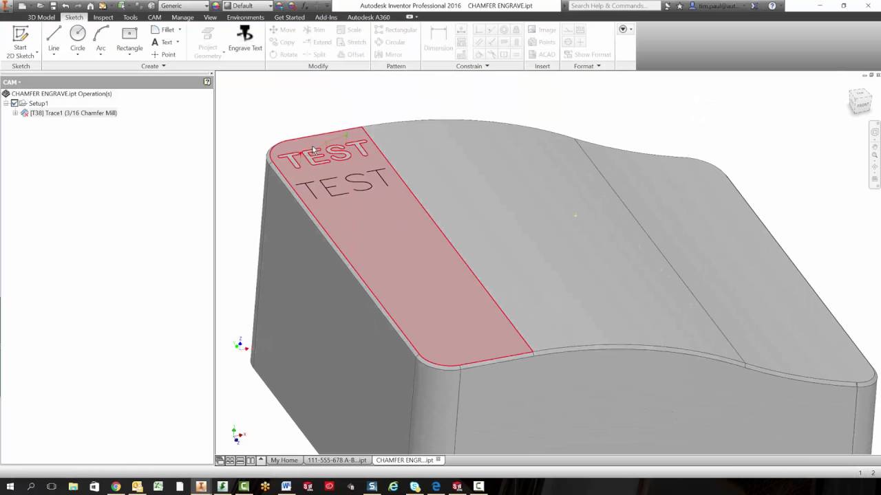 Inventor HSM Single Line Engraving