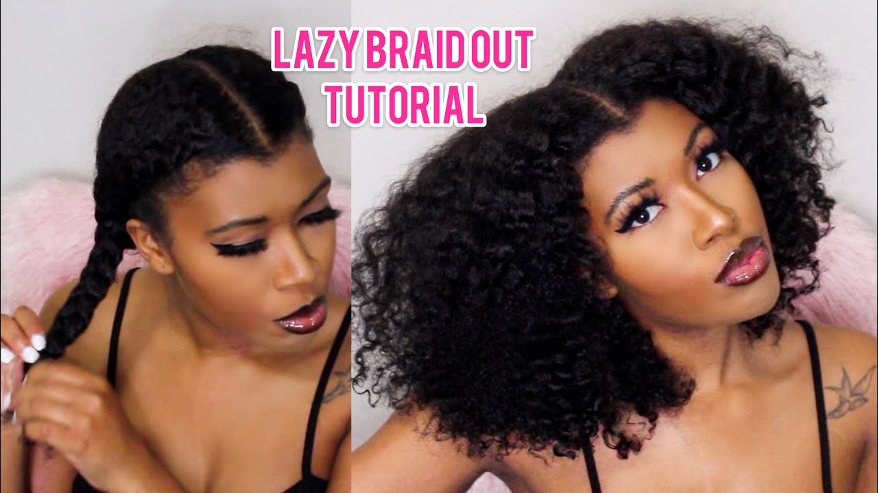 LAZY BRAID OUT ON NATURAL HAIR! EASY + BOMB RESULTS