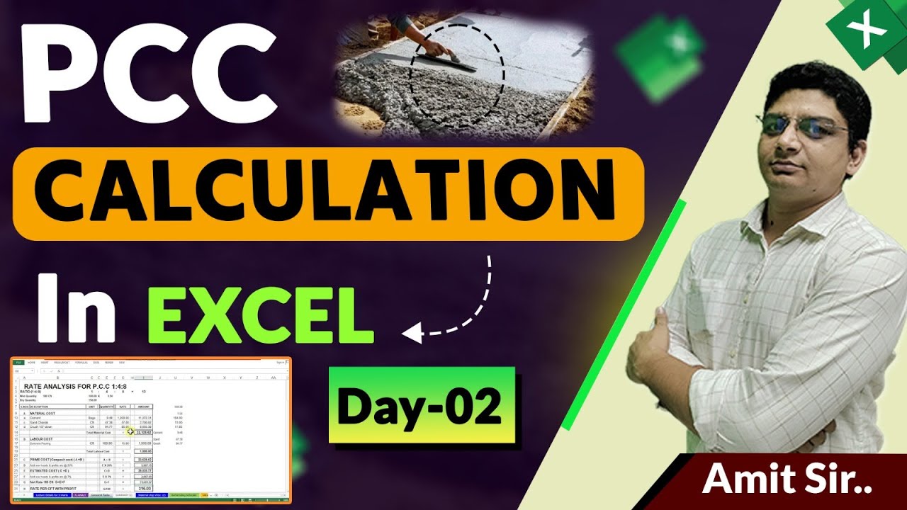 How to Calculate PCC Quantity in Excel | Complete Building Estimate in Excel