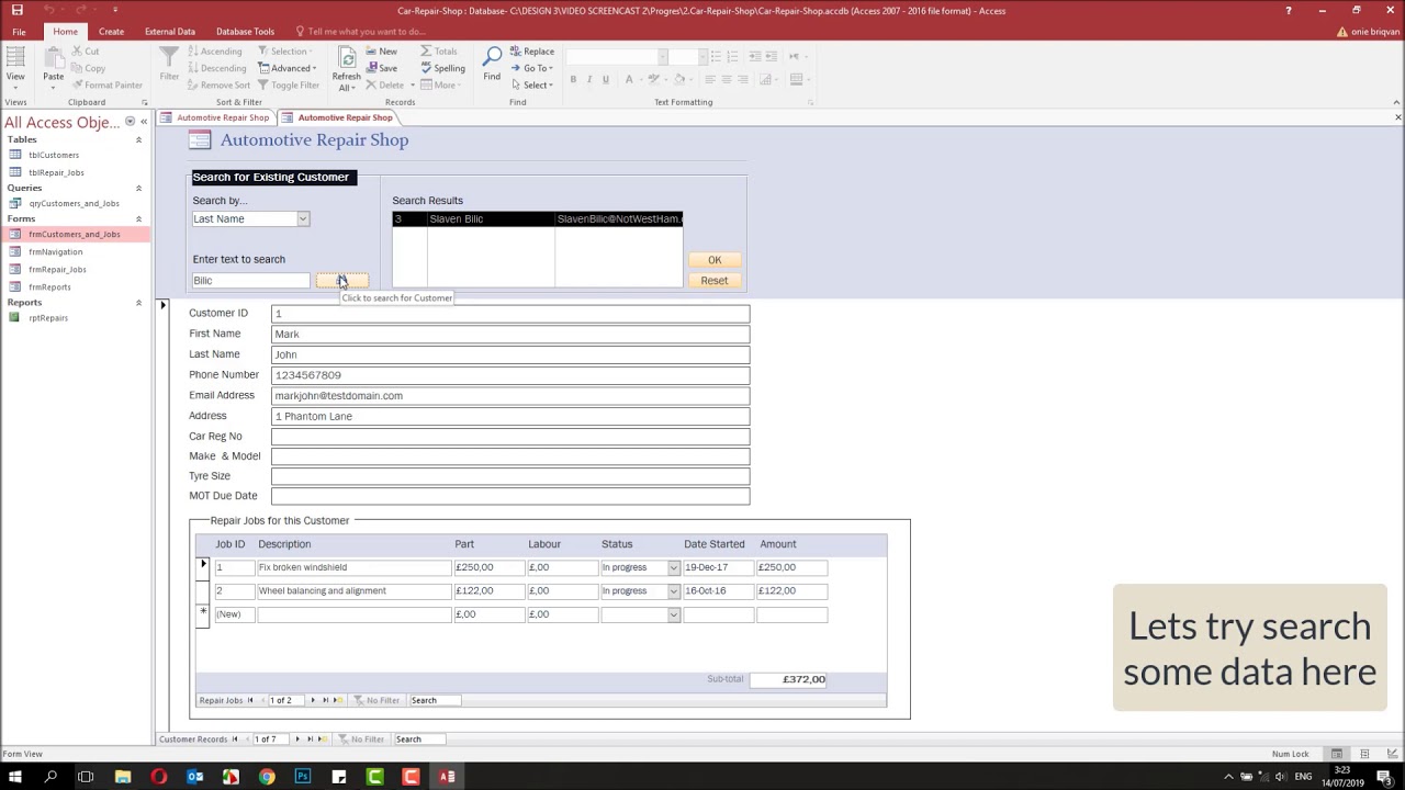 Access Database How to Use Car or Vehicle Repair Shop Management System Software for Small Business