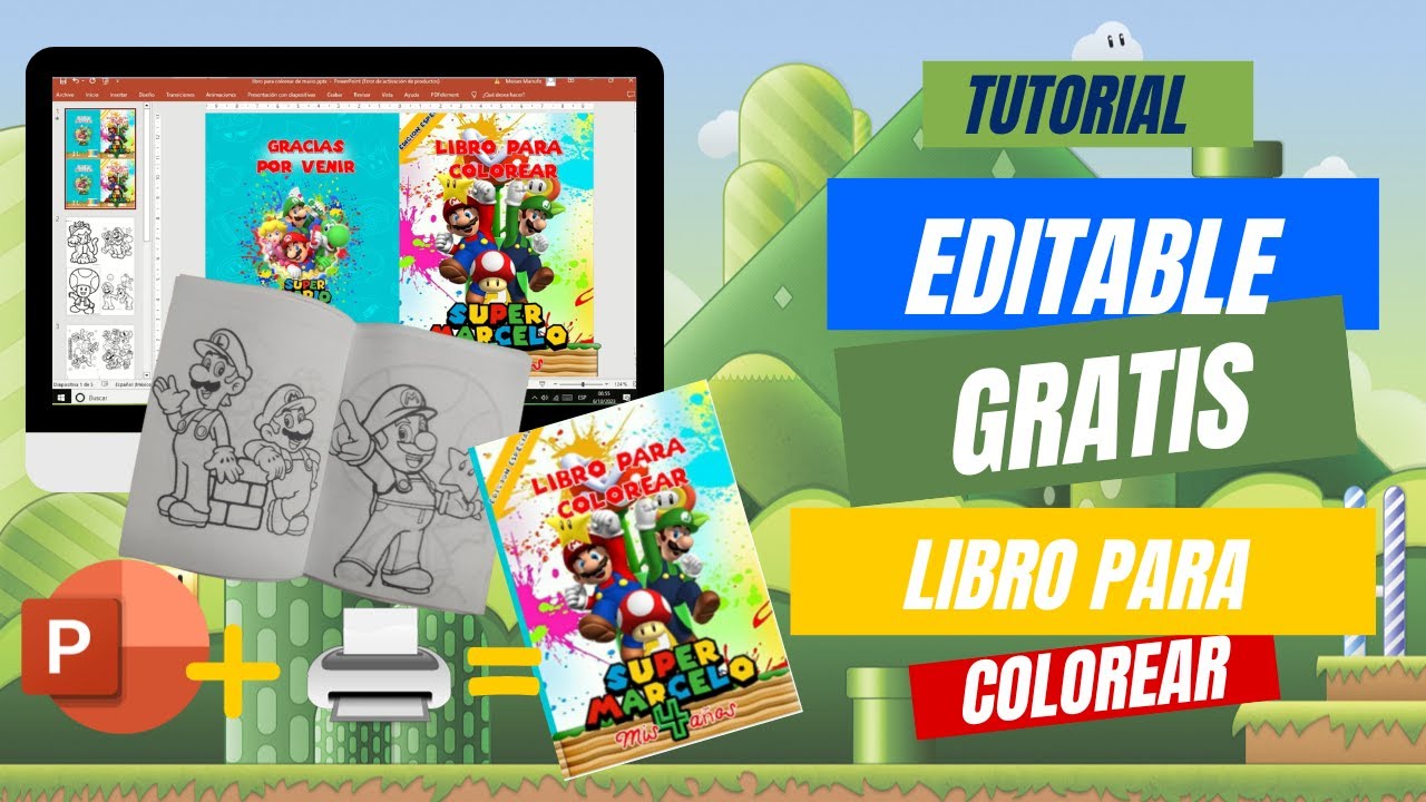 Como hacer un libro para colorear  para  niños personalizado/editable gratis en PowerPoint /cotillón