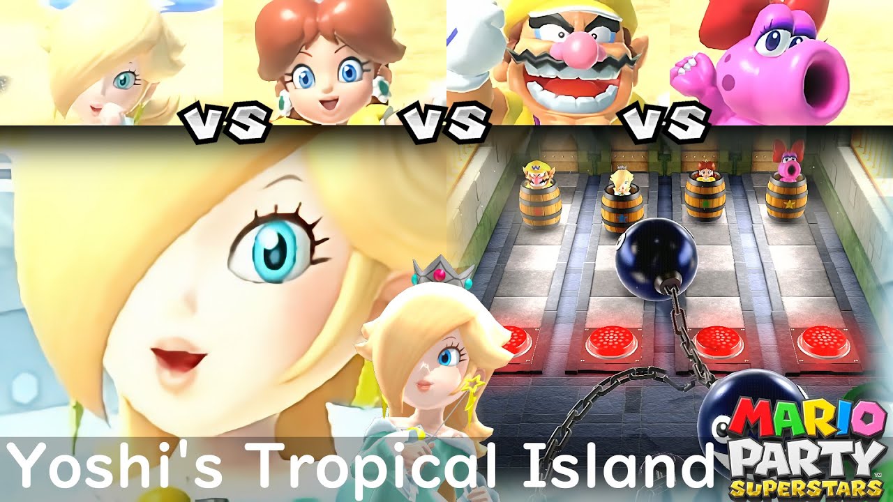 Mario Party Superstars Rosalina vs Daisy vs Wario vs Birdo at Yoshi's Tropical Island