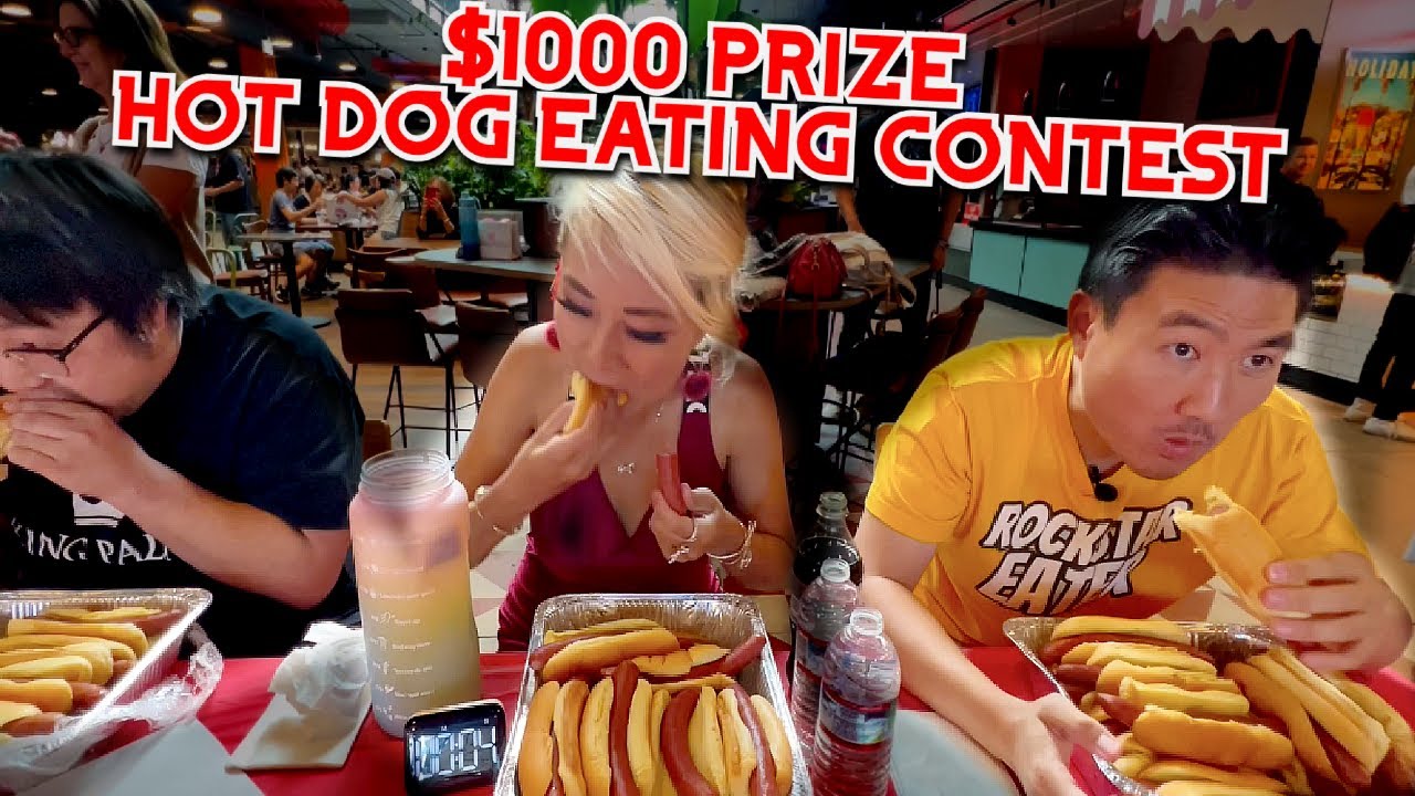 $1000 PRIZE HOT DOG EATING CONTEST ft. @Rockstar Eater  @Asian Andy  - #RainaisCrazy