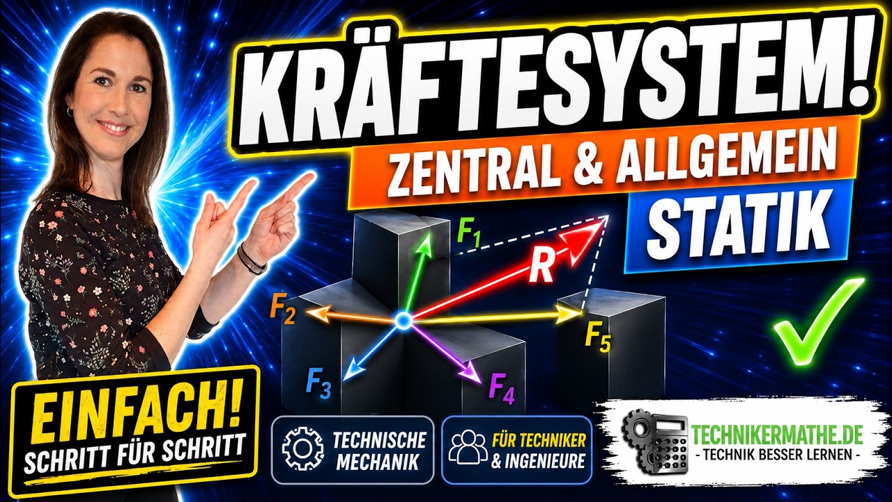 Zentrales, Allgemeines, Kräftesystem [Beispiel] 🟢 Physik optimal für Ingenieure & Techniker [2022]