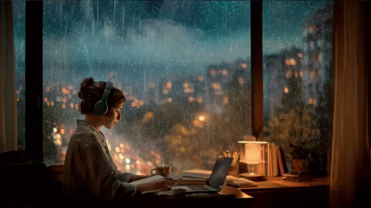 Rainy Night by the Window with Smooth Jazz for Study and Relaxation