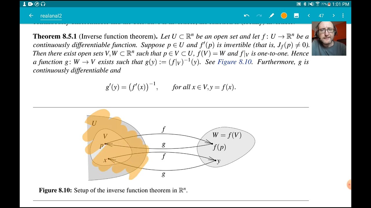 Inverse function theorem (Theorem 8.5.1)