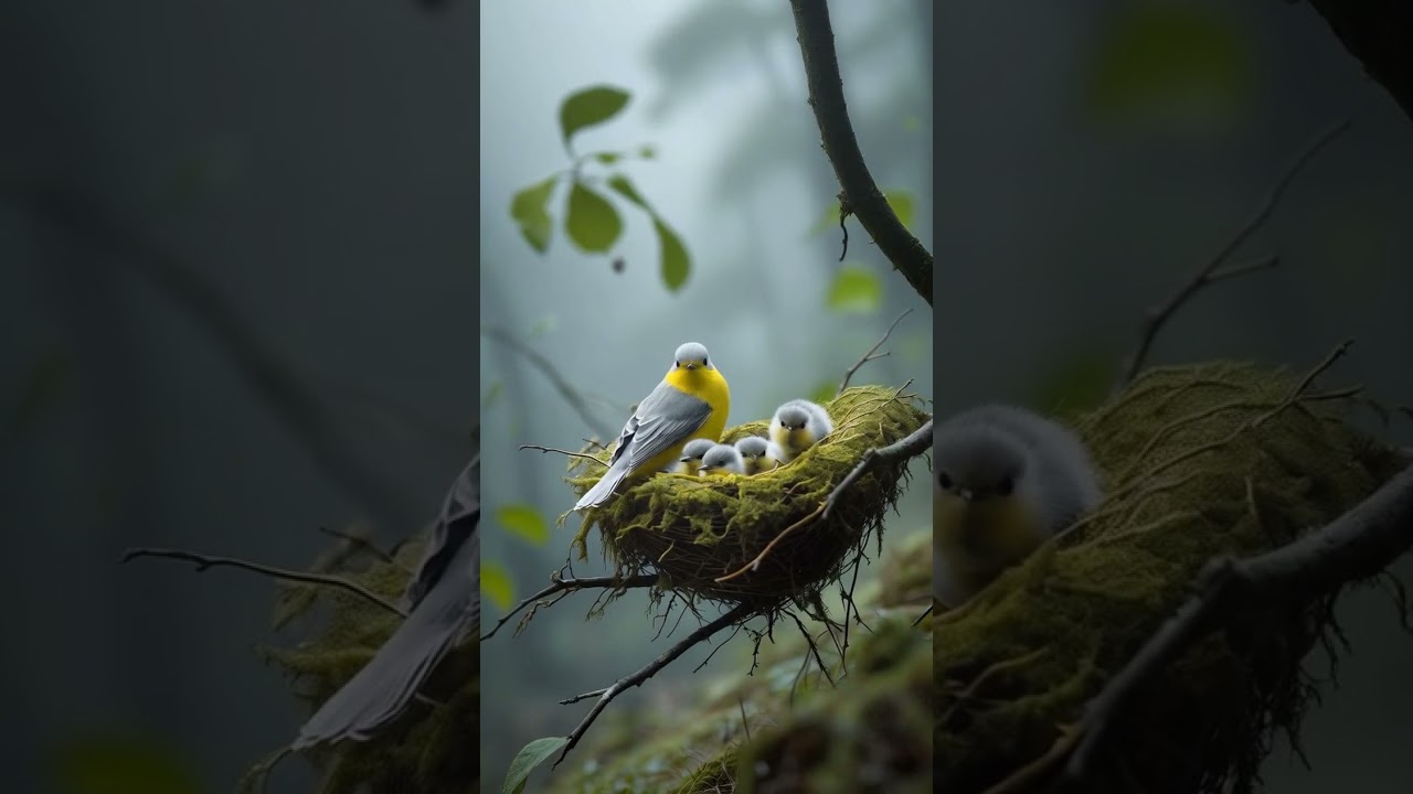 Grey-headed Canary-Flycatcher Nest in the Hill Fog #flycatcher #nature #birdnest #birds #wildlife