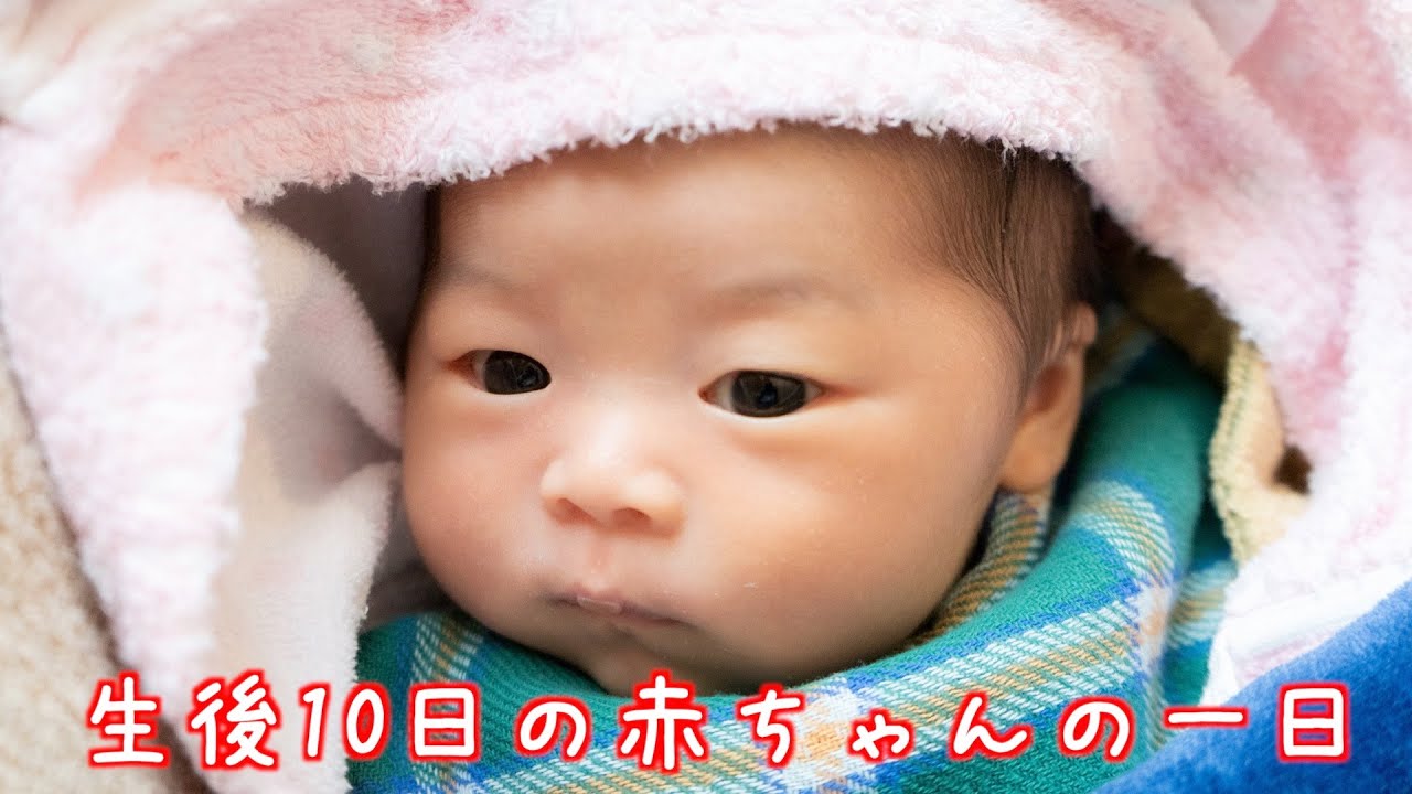 【新生児】生後10日の赤ちゃんの一日　24時間密着　女の子ベビー　One day for a baby 10 days after birth.