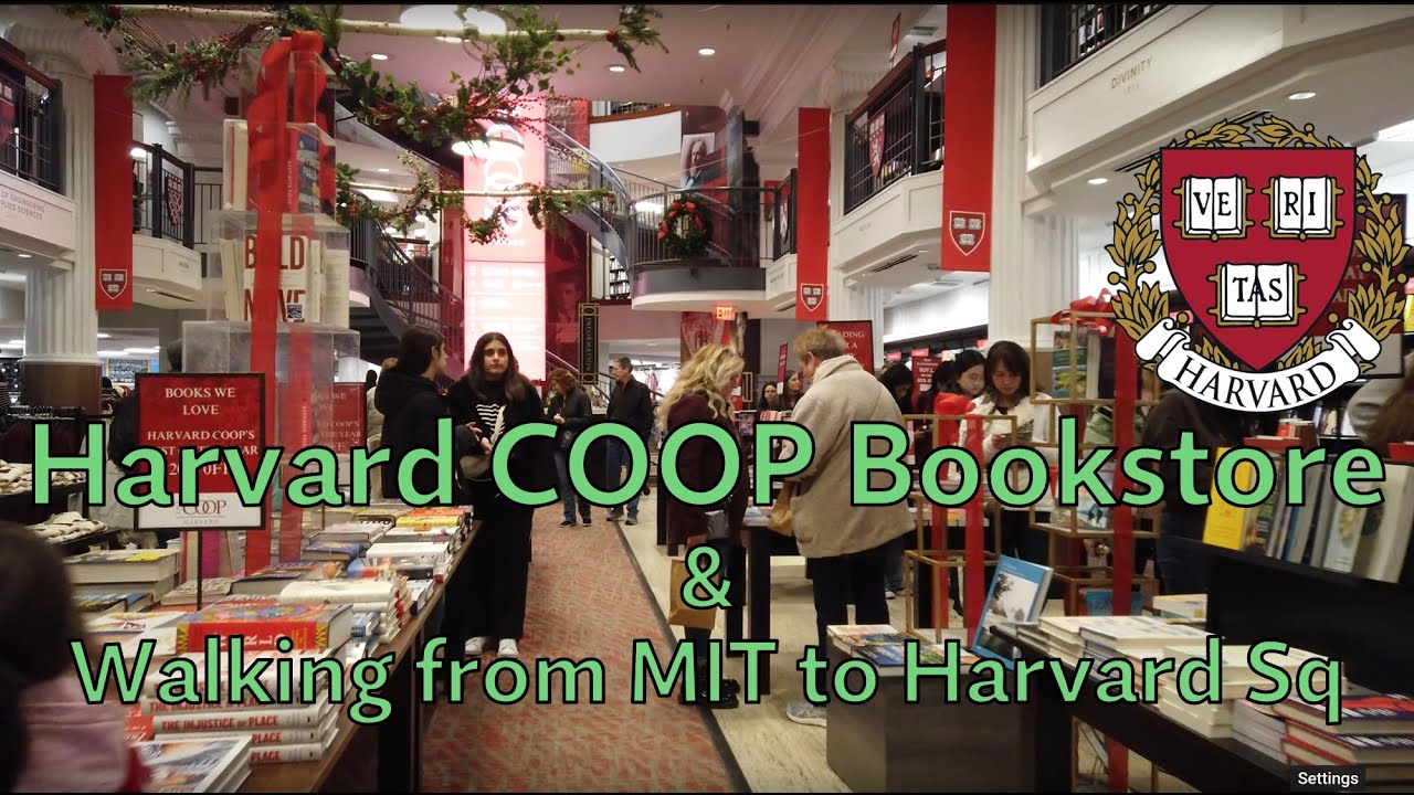 🎵🚶‍♂️ Harvard COOP Bookstore & walk from MIT to Harvard Sq, Cambridge, MA (December 2023) [4K]