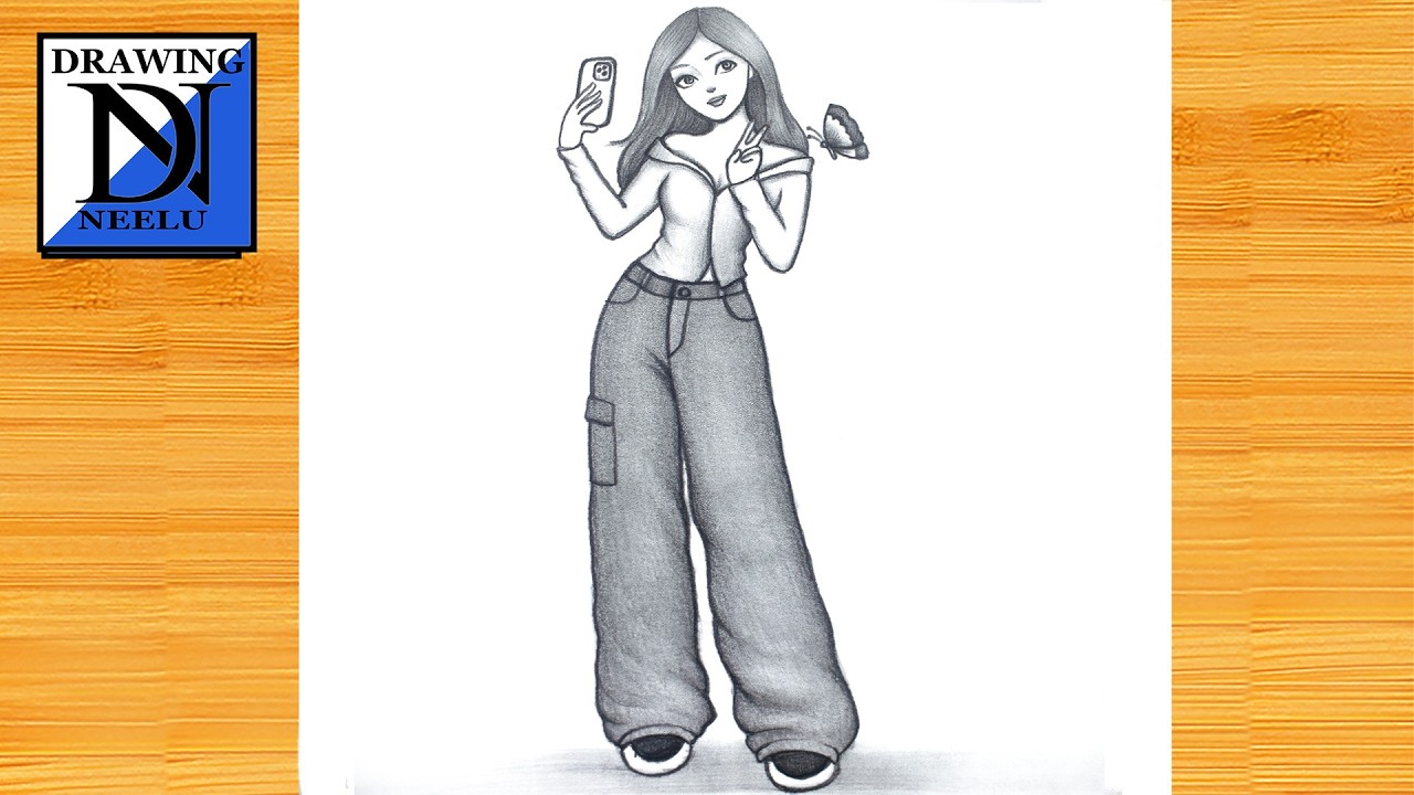 How to Draw a Stylish Girl Wearing Baggy Jeans & Top || Pencil Sketch for Beginners || Girl Drawing