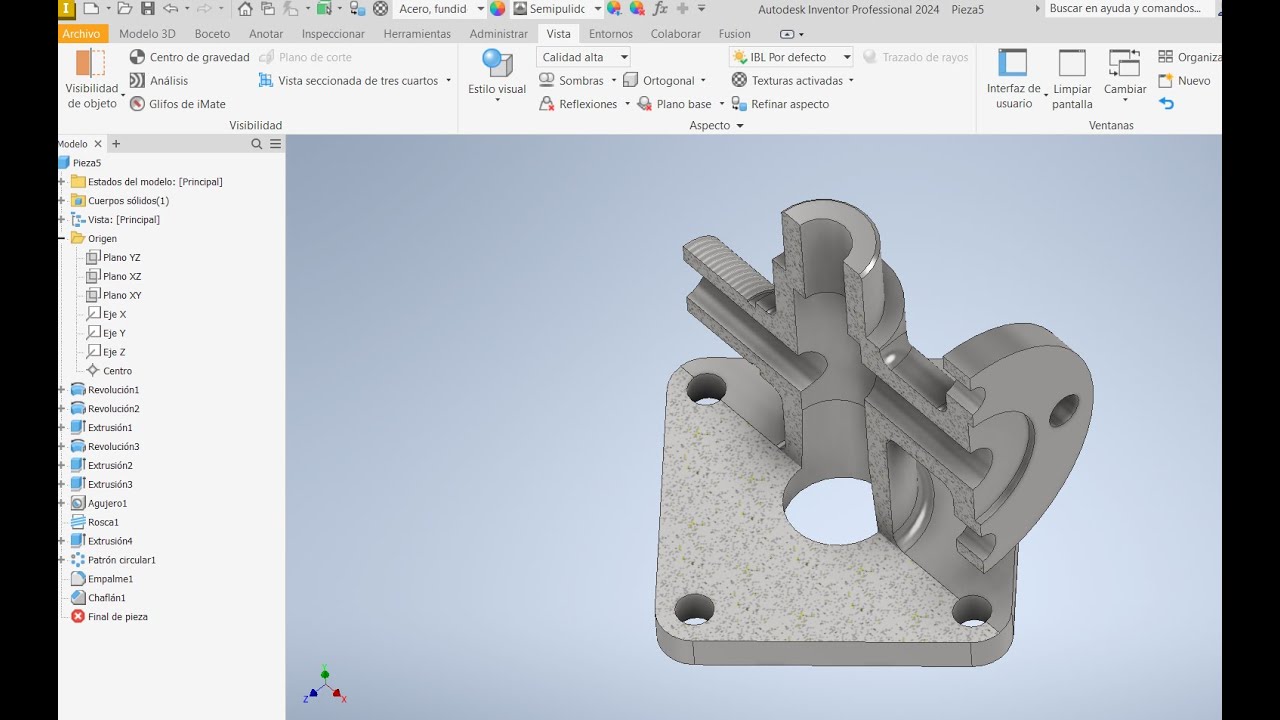 Inventor - practiice 3d modeling of valve body -  beginner to intermediate