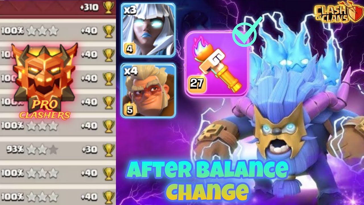 After Balance Change, This Combo Became Unbreakable. Super Yeti+E-Titan+Druids+Heroic Torch. Army 👇