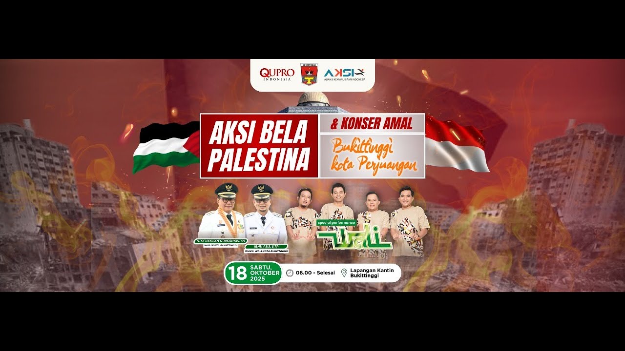 Live Aksi Bela Palestina Bukittinggi Bersama WaliBand