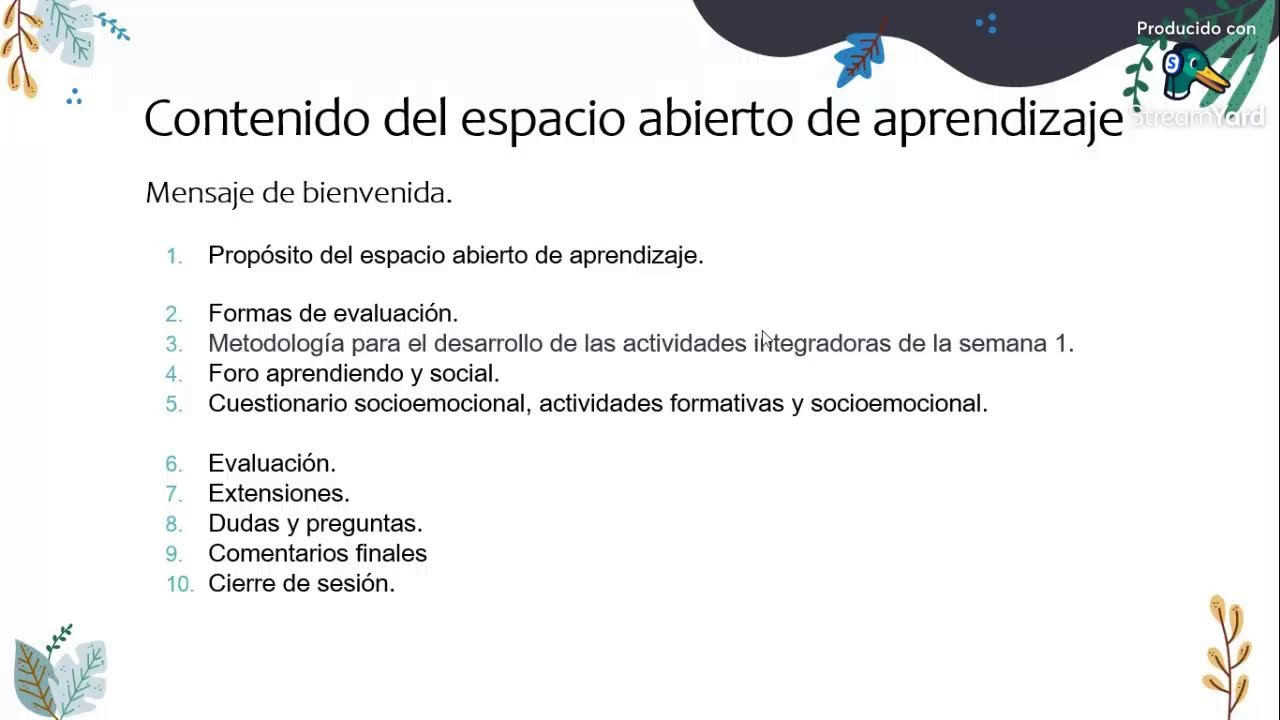 Espacio abierto de aprendizaje, semana 1. Emisión 2.
