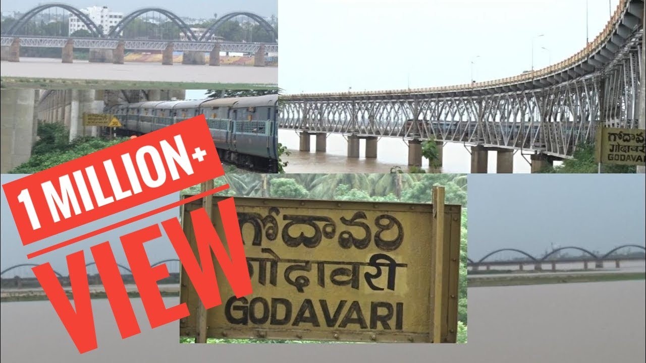 TRAIN OVER GIGANTIC GODAVARI RIVER: HWH-YPR SF Exp with LGD WAP 4 Crossing River
