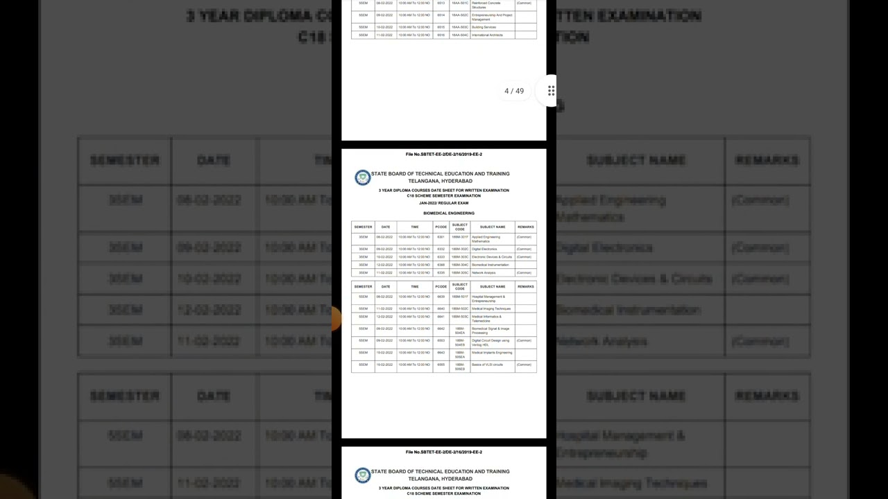 Ts sbtet Diploma sem exams revised time table|Ts sbtet Diploma sem exams#tssbtet #osmaniauniversity