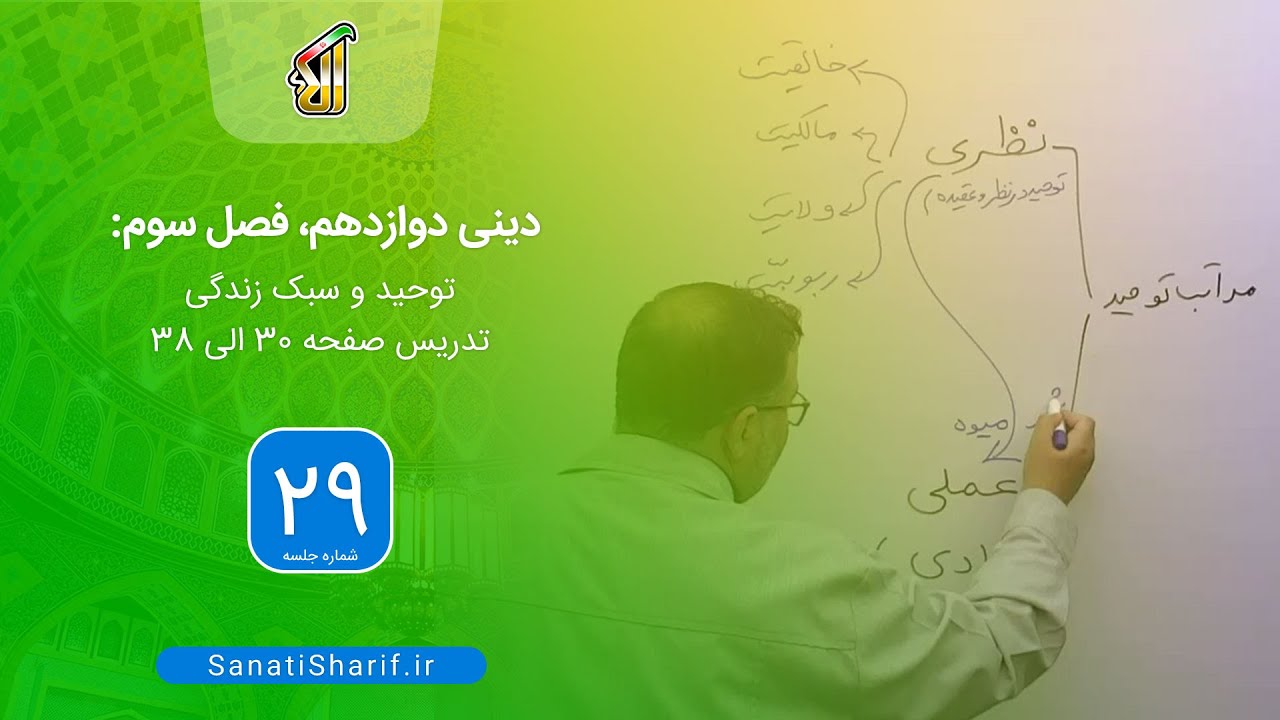 فیلم جلسه 29 - درس سوم سال دوازدهم: توحید و سبک زندگی، تدریس صفحات 30 الی 38 کتاب درسی