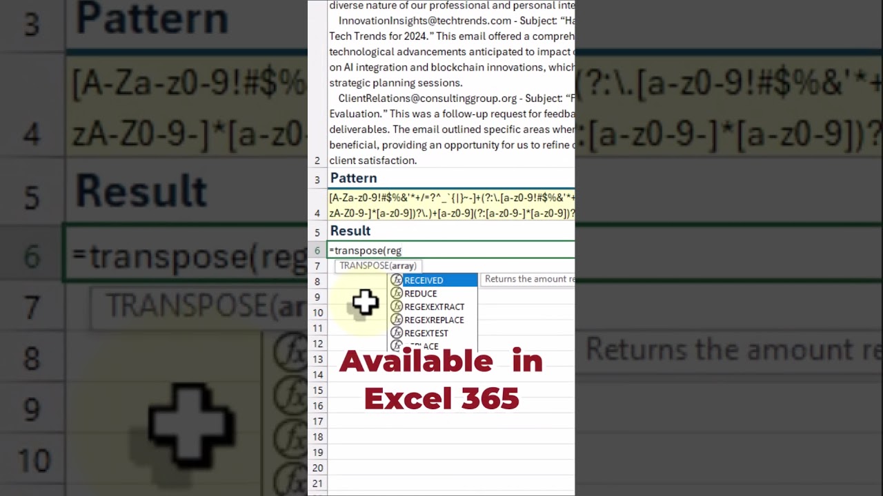 REGEXEXTRACT Function in Excel: Extract Emails from Any Text