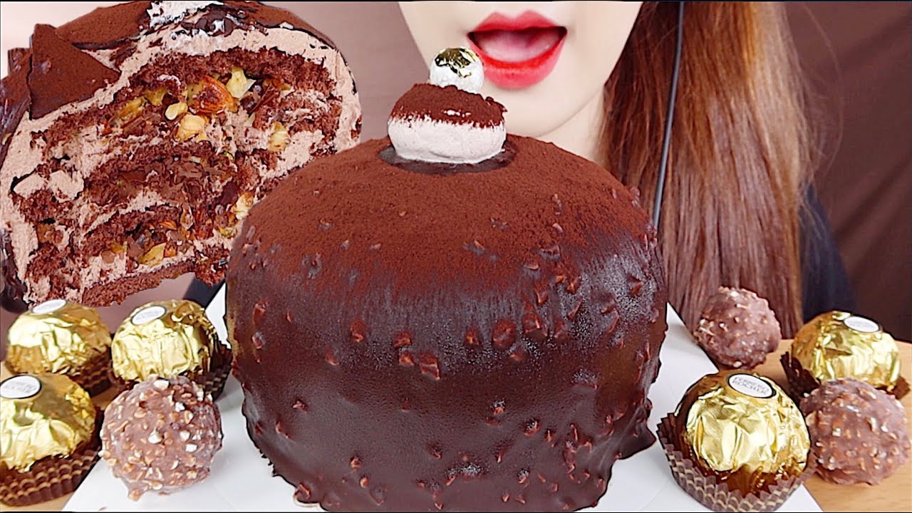 ASMR 페레로로쉐 초콜릿 케이크 먹방 FERRERO ROCHER CHOCOLATE CAKE MUKBANG eating sounds