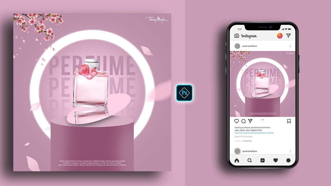 Perfume Social Media Banner Post Design in Photoshop Tutorial