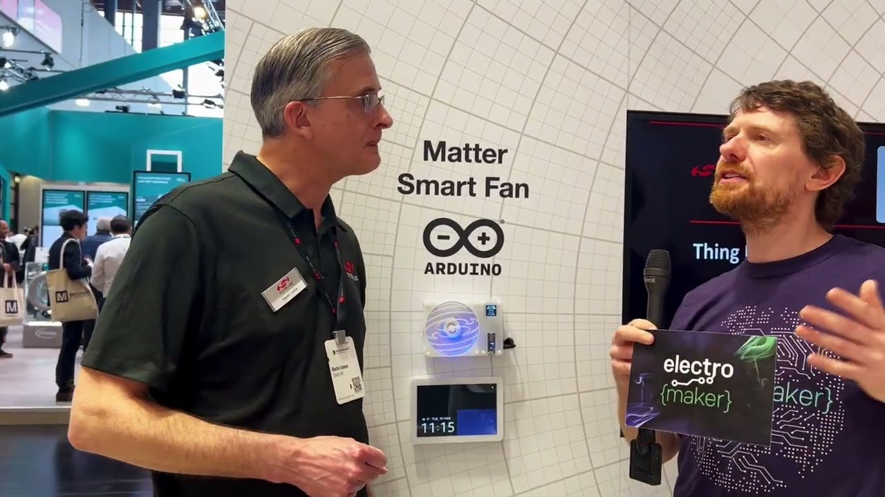 Демонстрация умного вентилятора Arduino Matter на выставке Embedded World 2026.