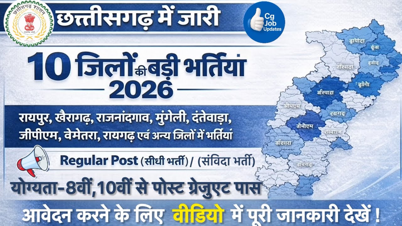 Top 10 Government Job Vacancy 2026 |  Regular & Samvida Post | 8th Pass to PG Jobs Apply Now 