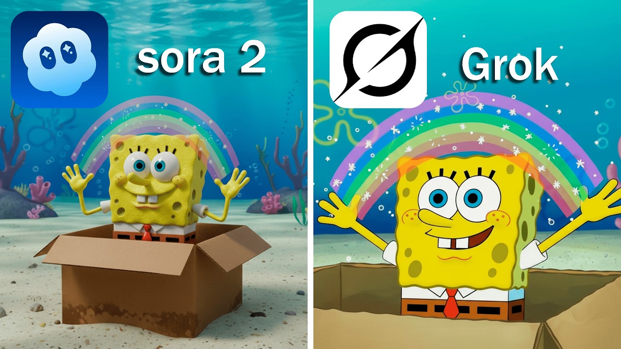 Sora 2 vs Grok Remake iconic Scenes From Spongebob