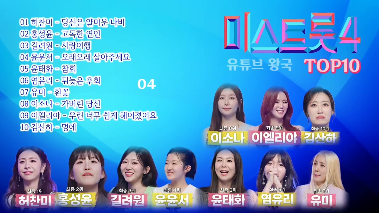 2026.02.20일🌷미스트롯4/TOP10 | 허찬미.홍성윤.길려원.윤윤서.윤태화.염유리.유미.이소나.이엘리아.김산하 @missnmr  