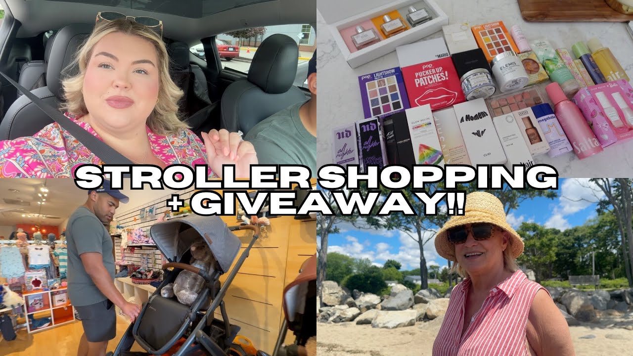 STROLLER SHOPPING, HUGE BEAUTY GIVEAWAY + BEACH WITH MAMA | VLOG