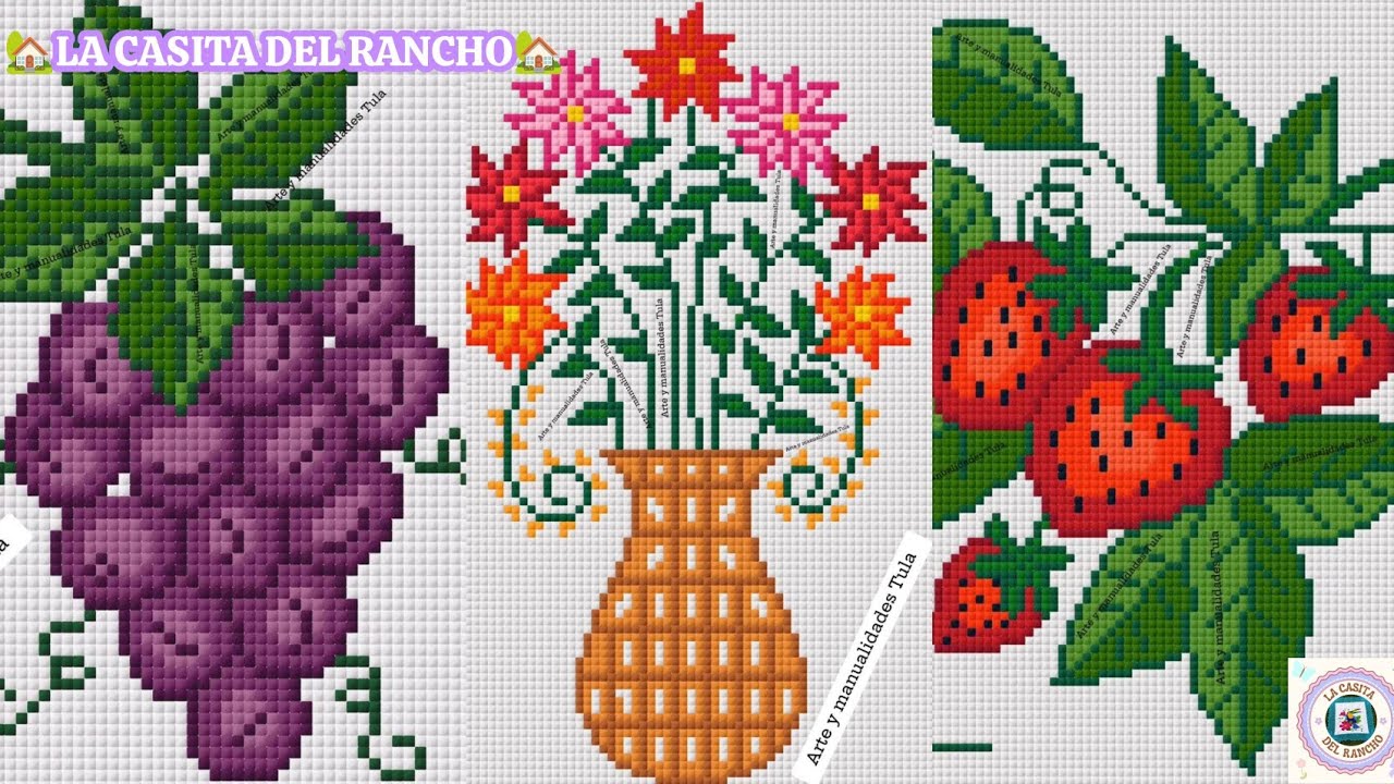 🍇🌺🌼🩵💚19 GRAFICOS DE PUNTO DE CRUZ 💚🩵🌼🌺🍇🏡