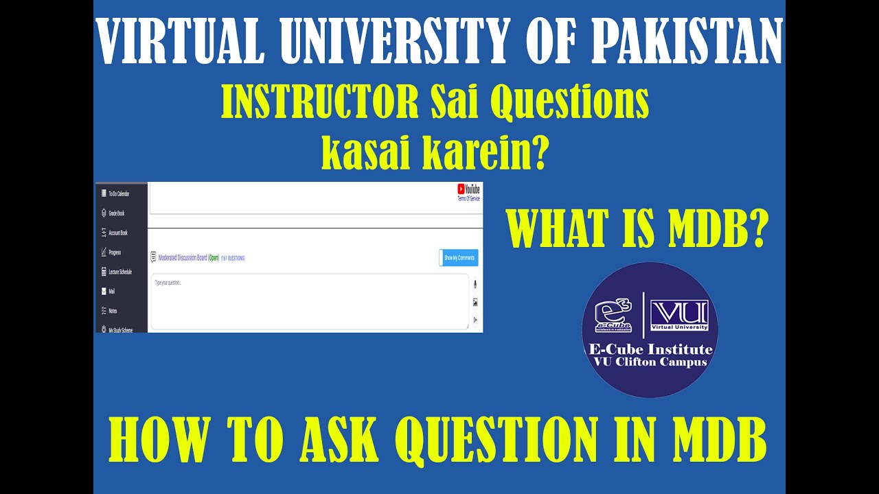 What is MDB Virtual University | VU LMS | Question in VU | Lecture MDB | LMS VU