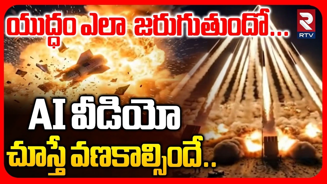 యుద్ధం ఎలా జరుగుతుందో AI వీడియో చూస్తే వణకాల్సిందే.. | AI Video Of Iran America War | Israel | RTV