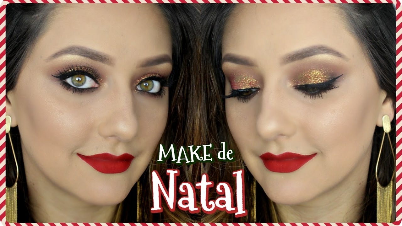 MAQUIAGEM COM GLITTER PARA O NATAL!