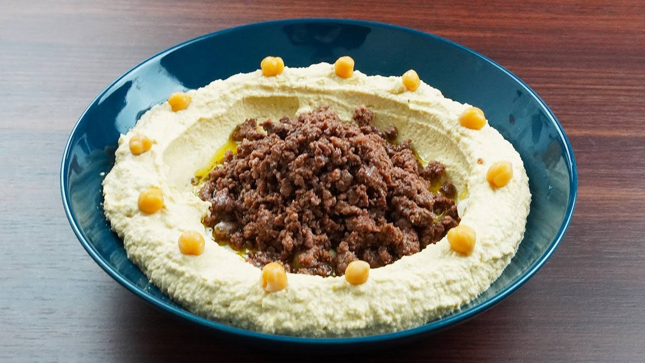 Традиционный палестинский хумус (нут) с мясным рецептом