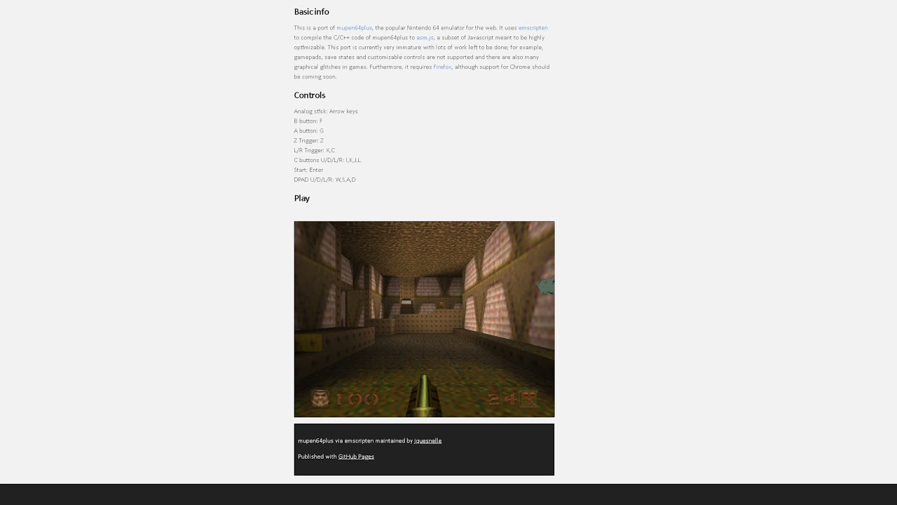 mupen64plus web - Web Browser N64 Emulator - PC - i7 2600 - GTX 970