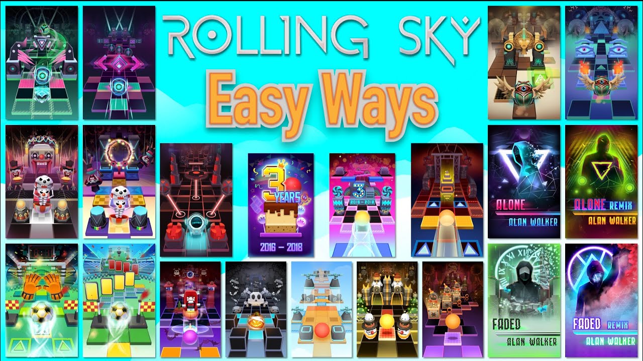 Rolling Sky Easy Ways || ALL 2018 LEVELS