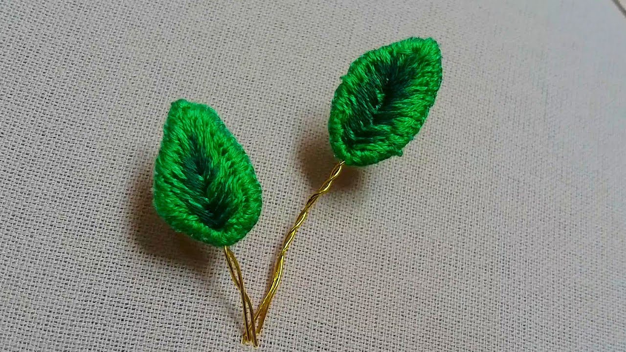 Stump Work: How to Embroider 3D Leaf | Cherries with Leaves - Part 1
