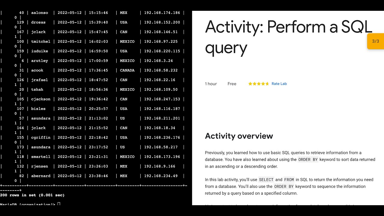 Activity: Perform a SQL query || #qwiklabs || #coursera  ||  [With Explanation🗣️]