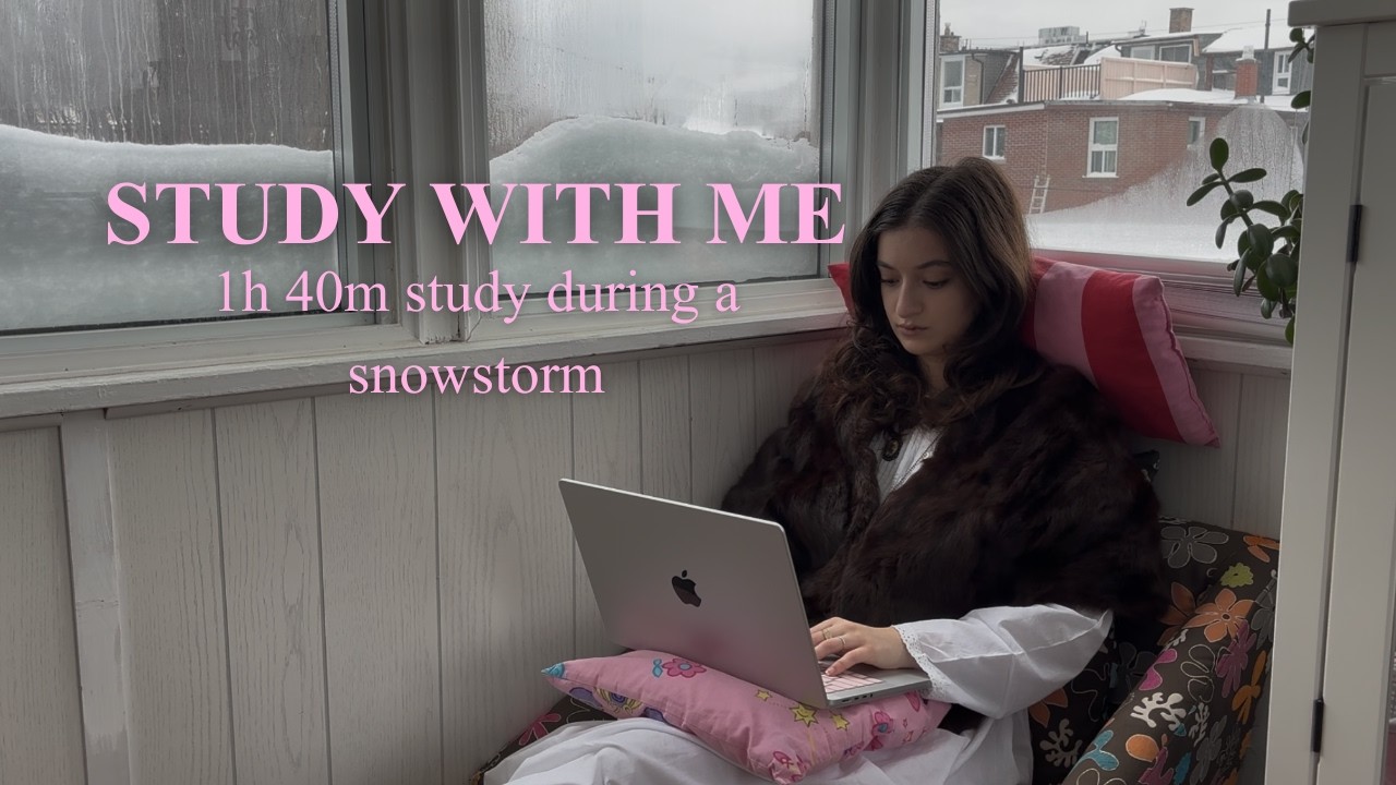 Study With Me but I'm dressed like a Victorian Ghost | 1 hour+ live study | Snowstorm | No Music