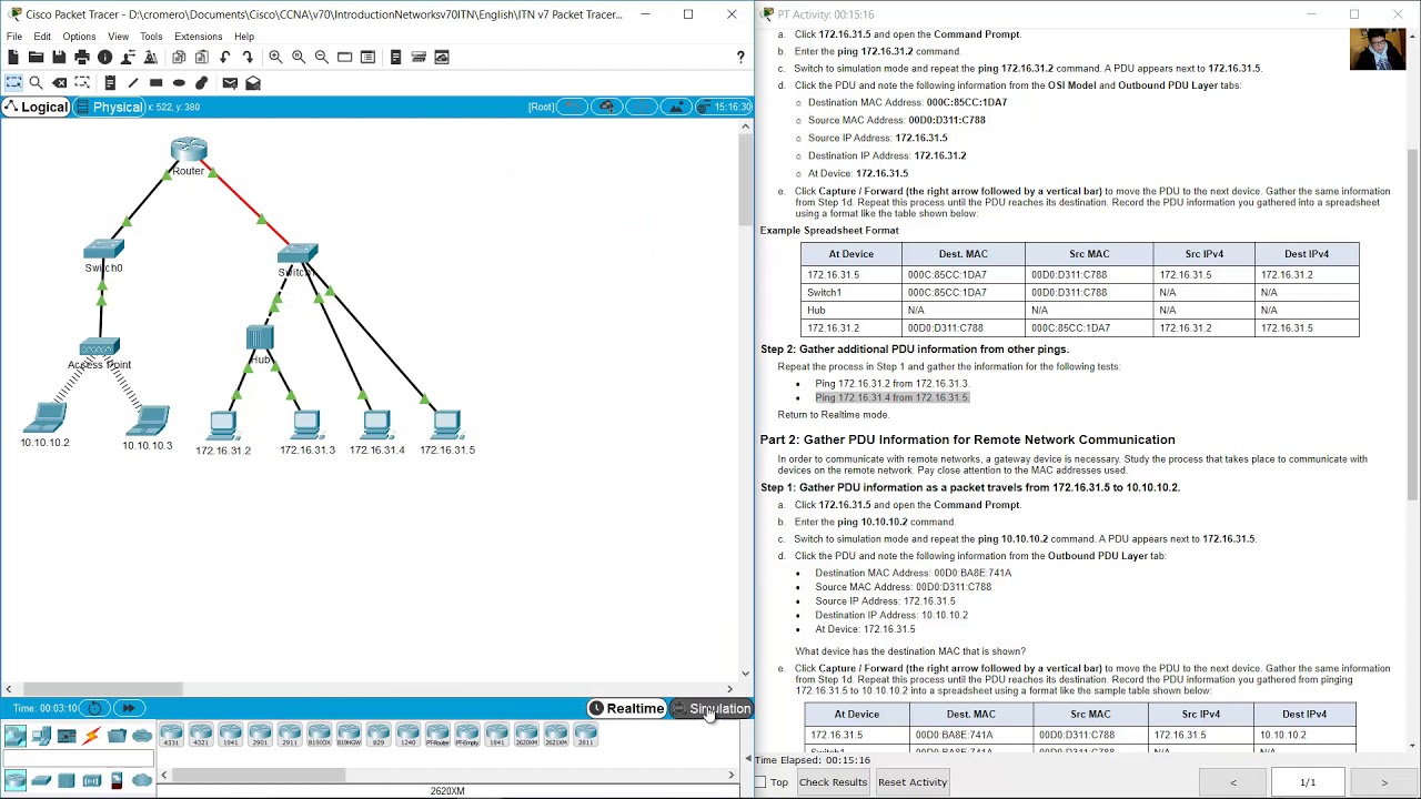 9.1.3 Packet Tracer - Identify MAC and IP Addresses