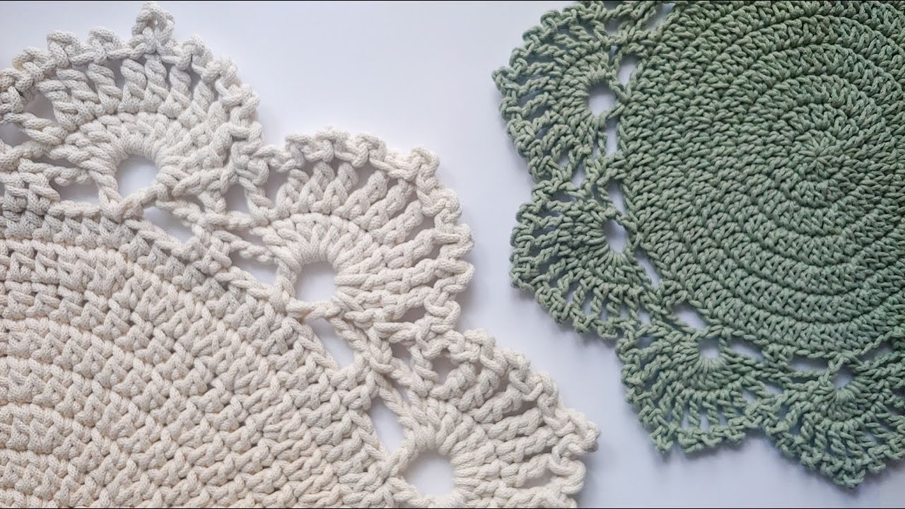 Dywan ze sznurka bawełnianego lub serwetka - ozdobne wykończenie. Crochet carpet
