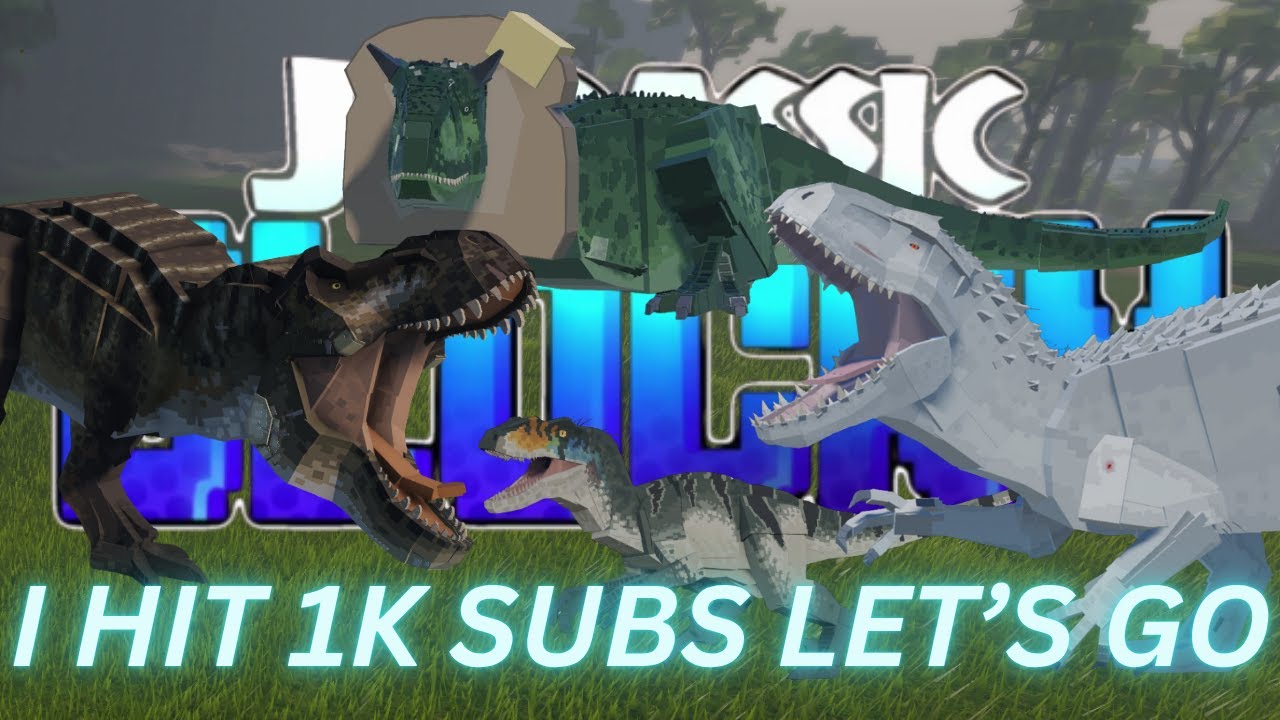 У меня 1000 подписчиков на моём канале Let's go / Давайте поиграем в Jurassic Blocky /