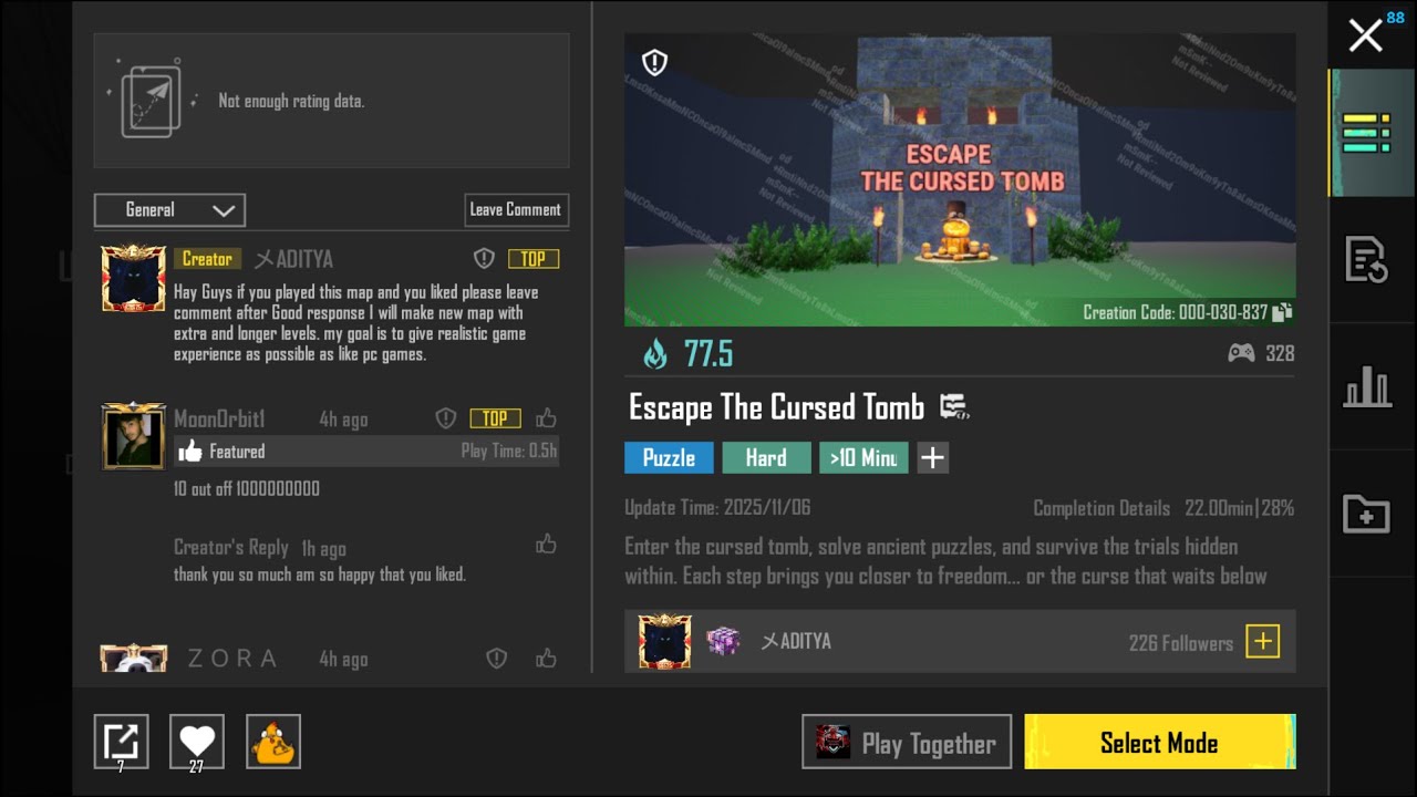 BGMI NEW WOW Parkour: Escape The Cursed Tomb (30837) 🏛️ Full Guide & Gameplay | Easy Win Tips ✅