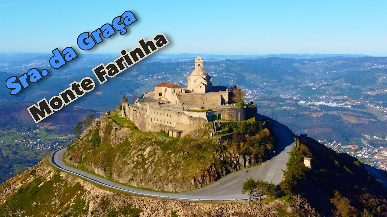 Senhora da Graça-Monte Farinha-Aerial View-portugal 4k video