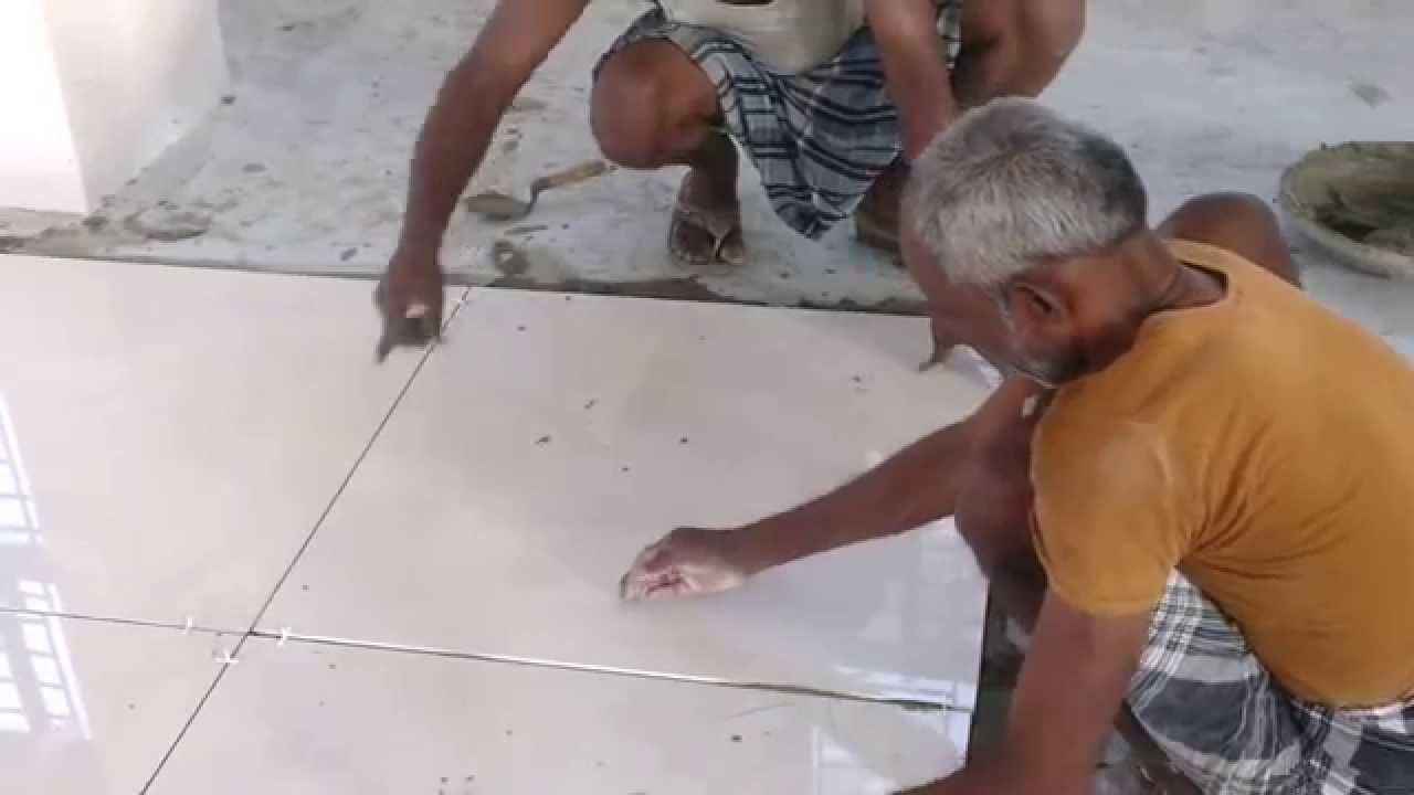 Kajaria 800x800 Tiles laying with spacer