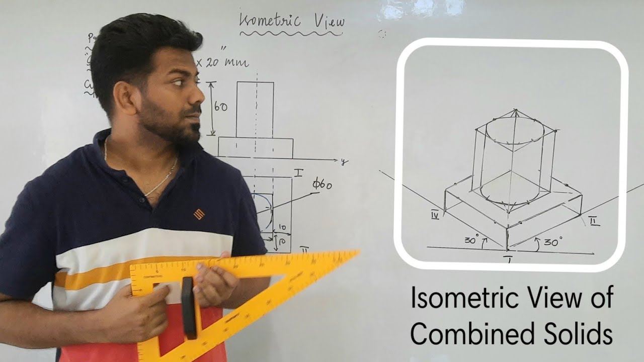 Isometric view of Combined solids | Combination of Solids | Enginnering Graphics | Tamil