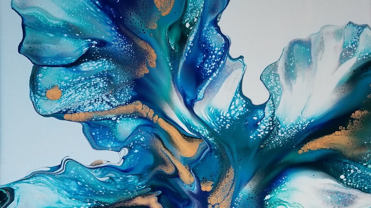 (177) ACRYLIC POURING - DUTCH POUR in BLUES - Another 