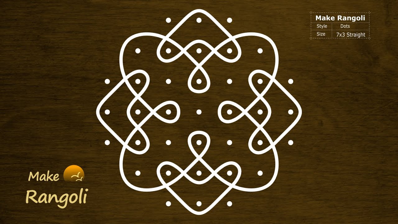 Simple Sikku Kolam with 7x3 dots | Basic Melika Muggu with 7 dots | Make Rangoli